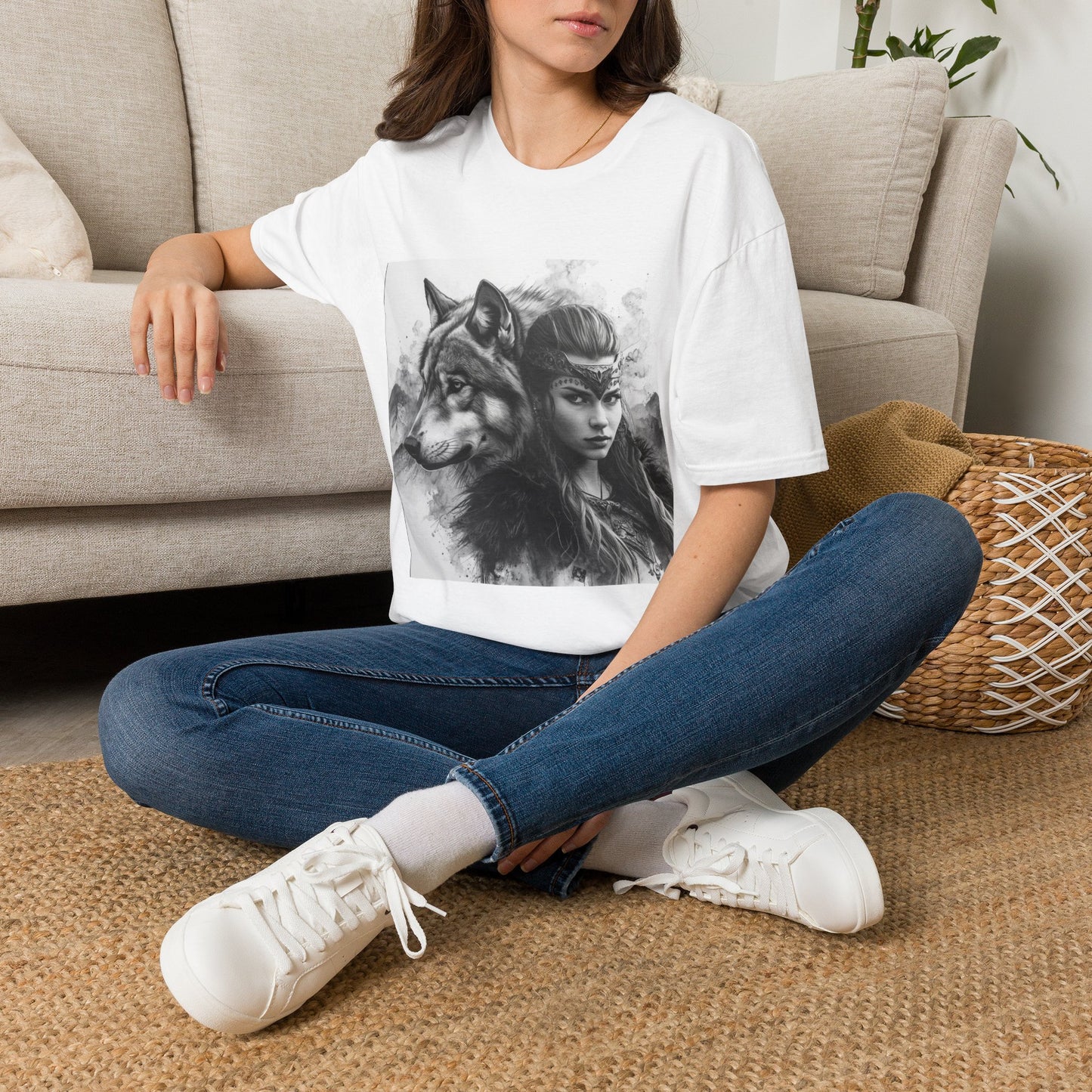 Wolf Spirit T-Shirt — Mystical Warrior Woman Graphic Tee