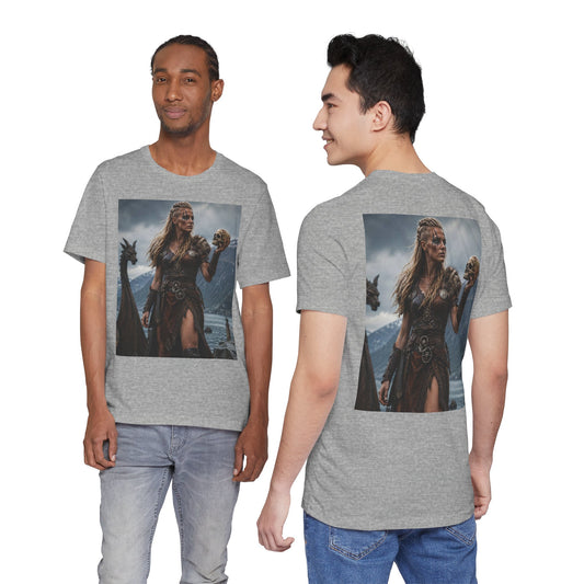 Viking Warrior Woman T‑Shirt — Norse Shieldmaiden Skull Fantasy Tee