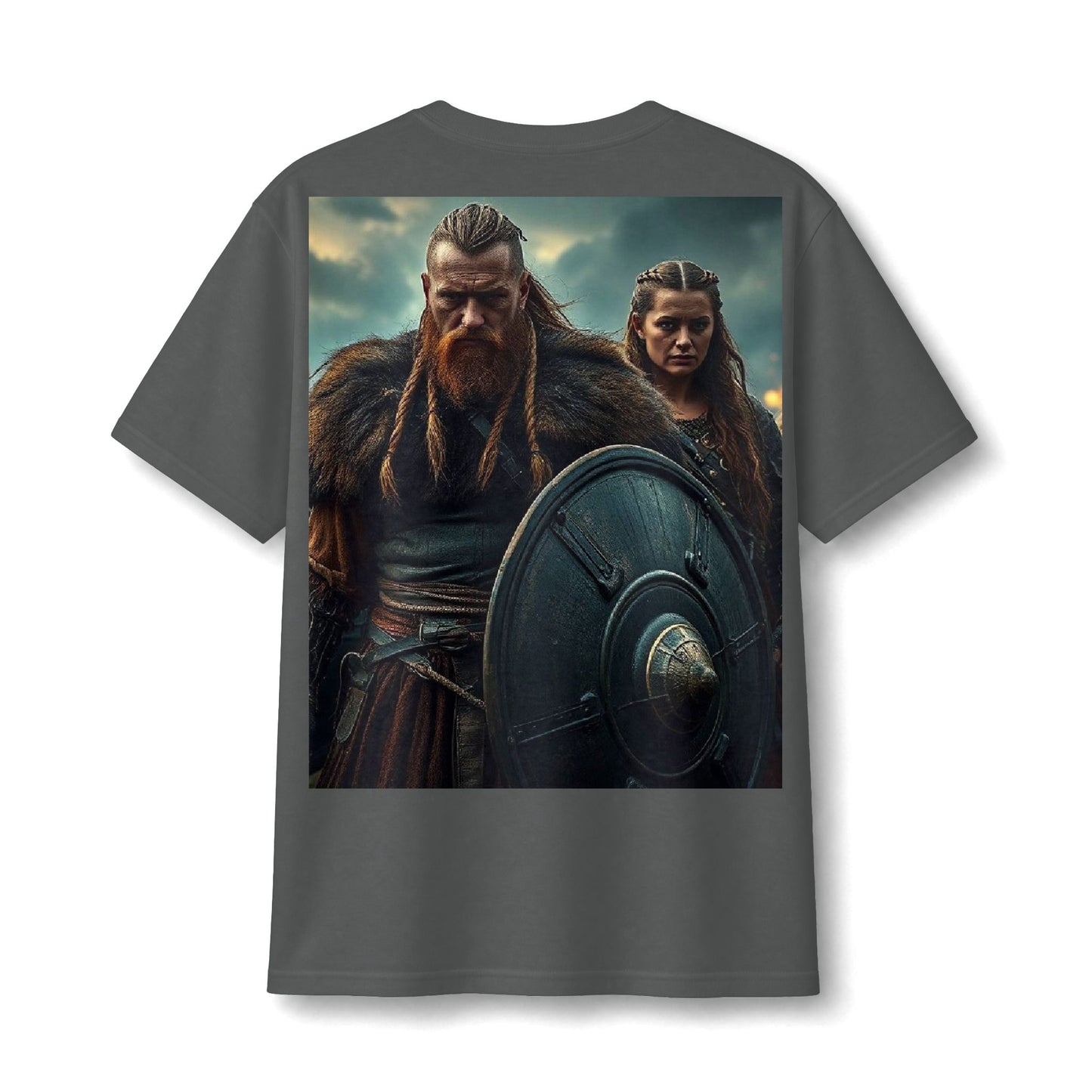 Viking Warrior Graphic Tee — Fierce Norse Shieldmen T‑Shirt
