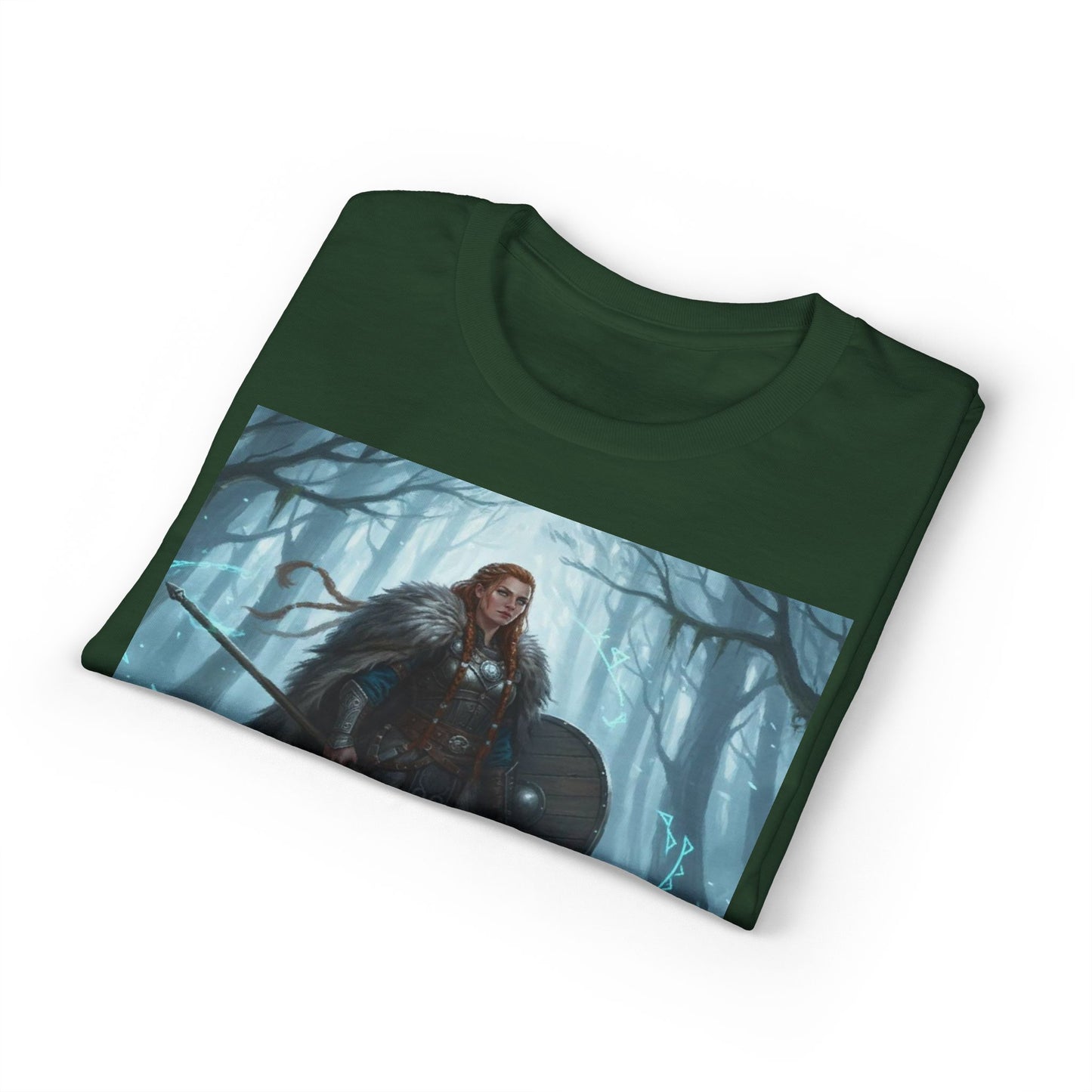 Viking Shieldmaiden T‑Shirt — Norse Warrior Forest Art Tee