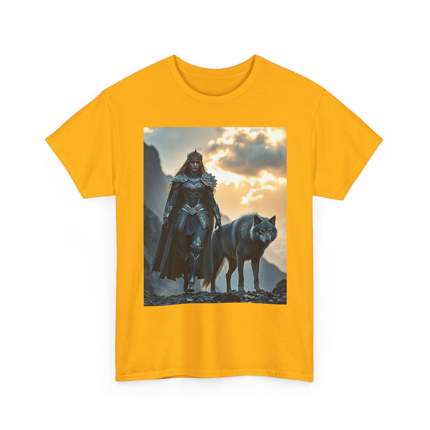 Viking Shieldmaiden & Wolf Graphic Tee
