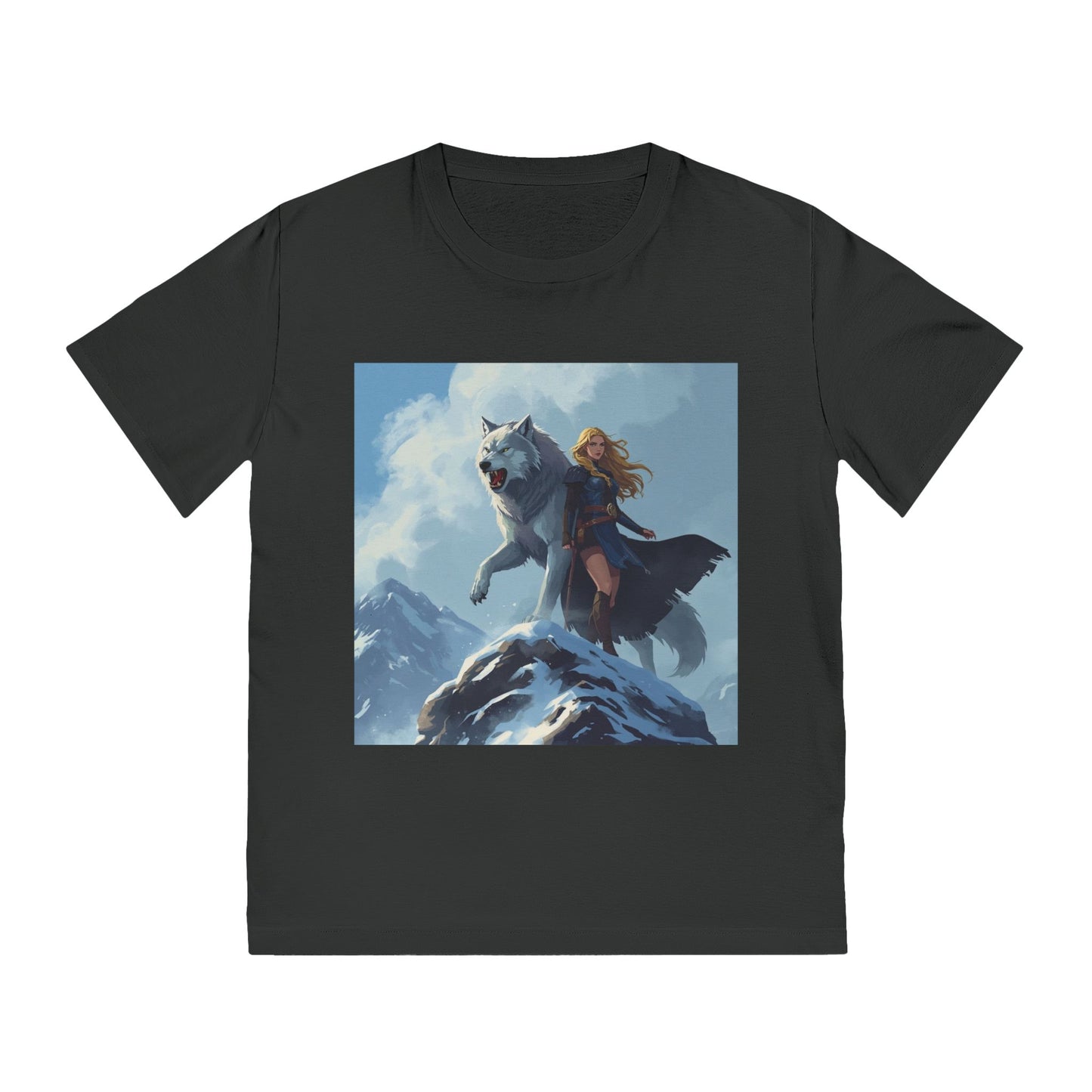 Wolf Guardian T-Shirt — Woman and Wolf Mountain Fantasy Tee
