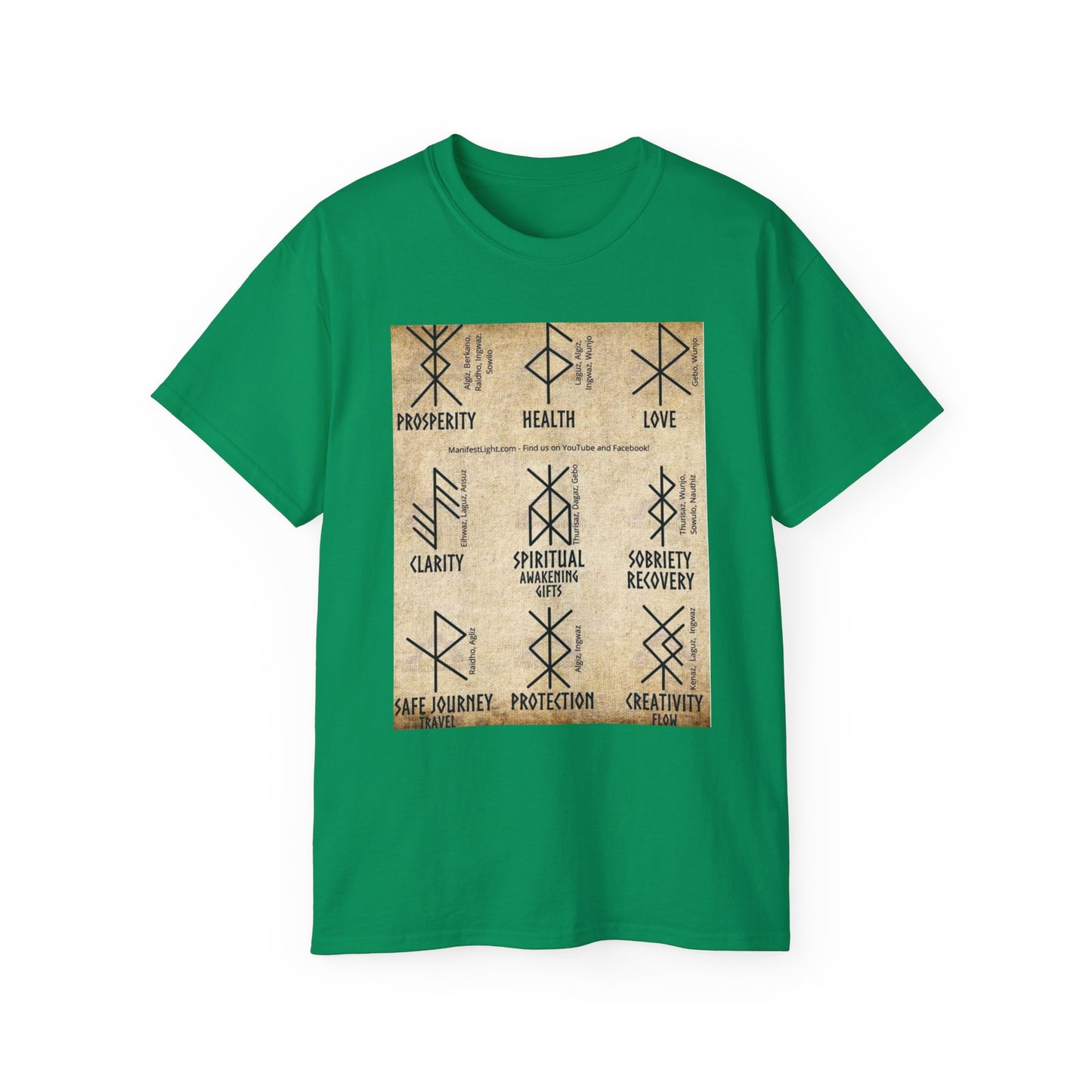 Runic Symbols T‑Shirt — Prosperity, Health & Protection Viking Rune Grid Tee