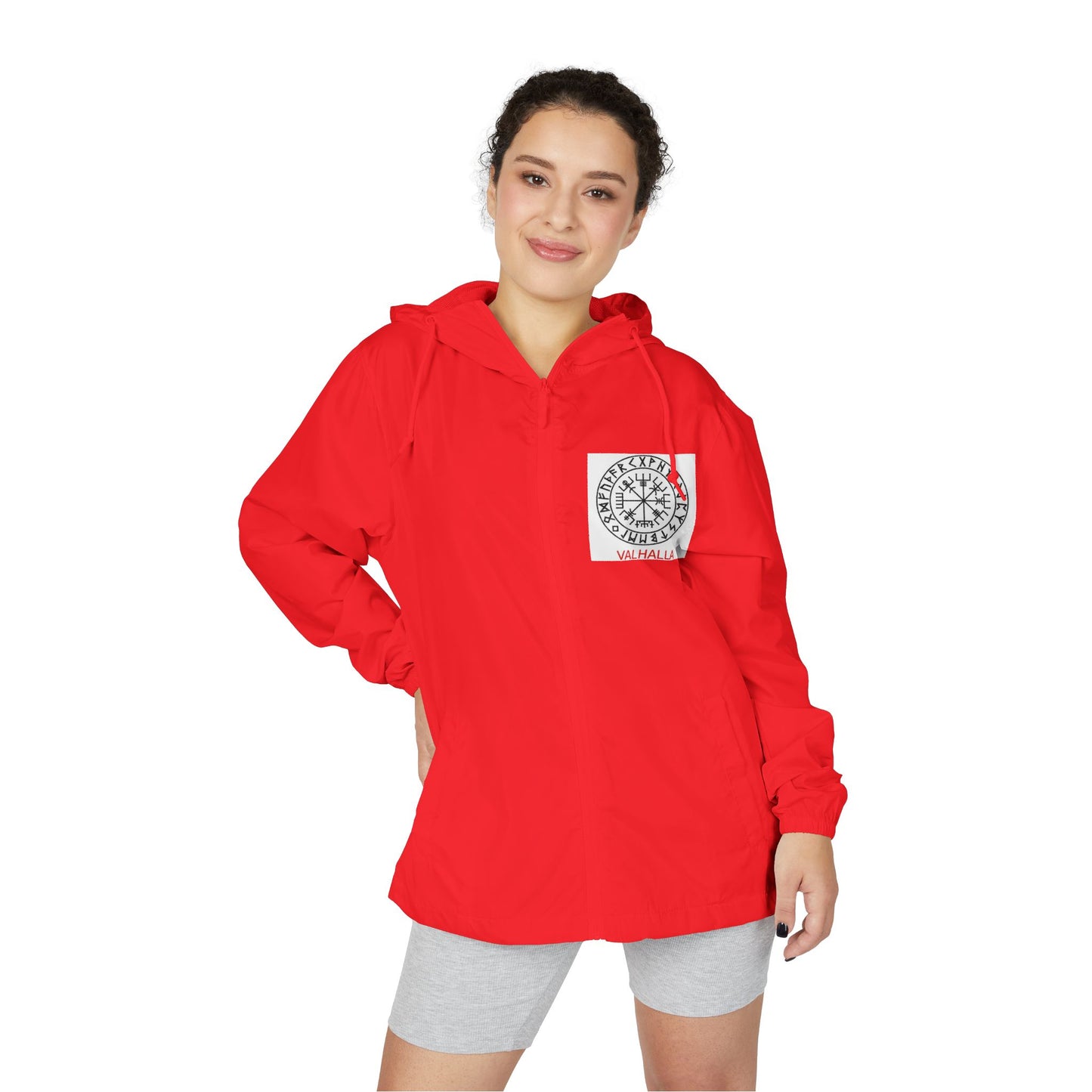 Windbreaker Jacket — Viking Warrior Graphic Full-Zip Hooded Windbreaker