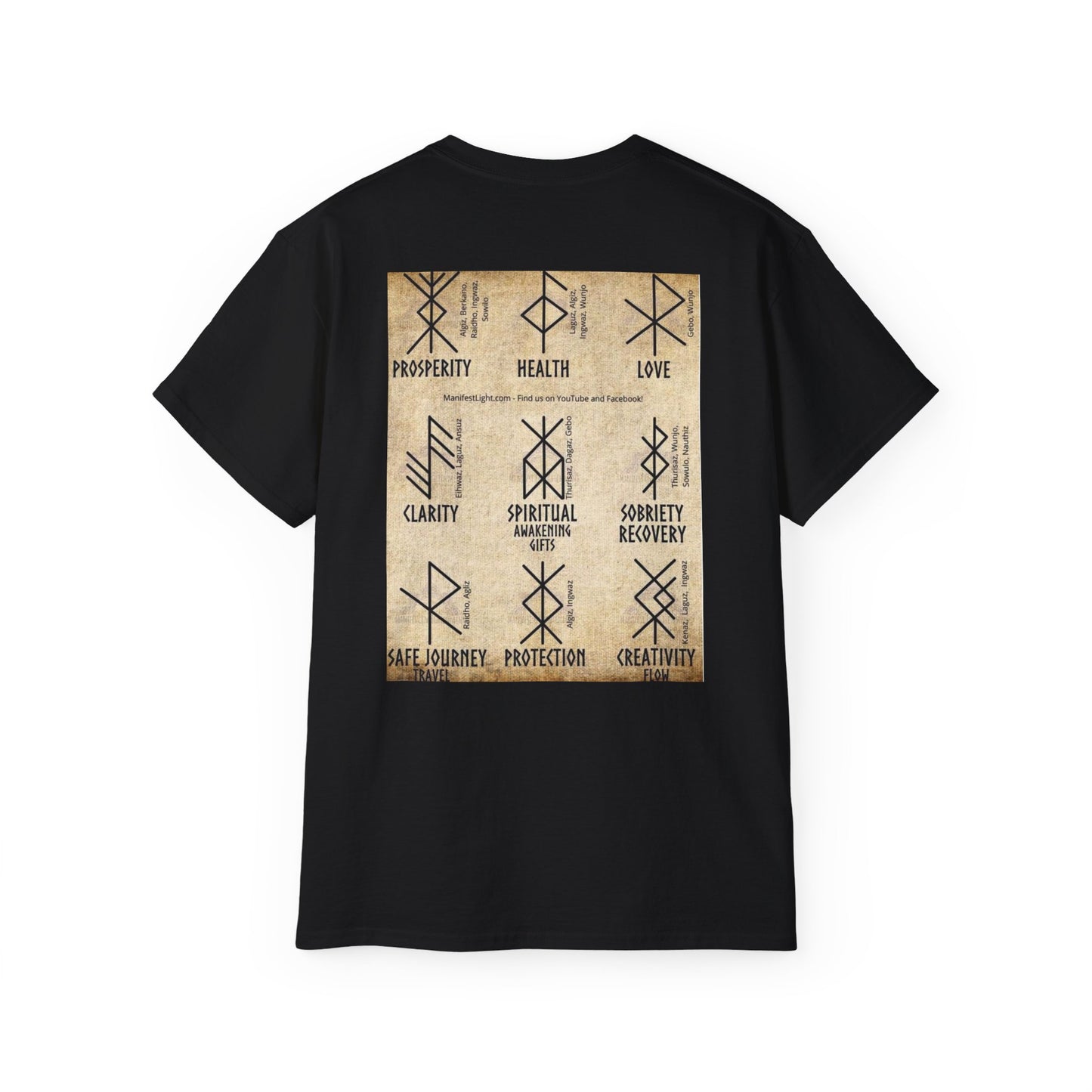 Runic Symbols T‑Shirt — Prosperity, Health & Protection Viking Rune Grid Tee