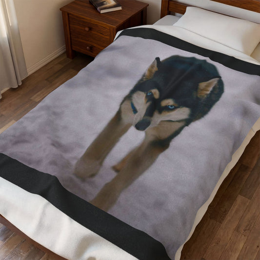 Copy of Husky Photo Velveteen Plush Blanket — Soft Winter Dog Throw for Siberian Husky Lovers