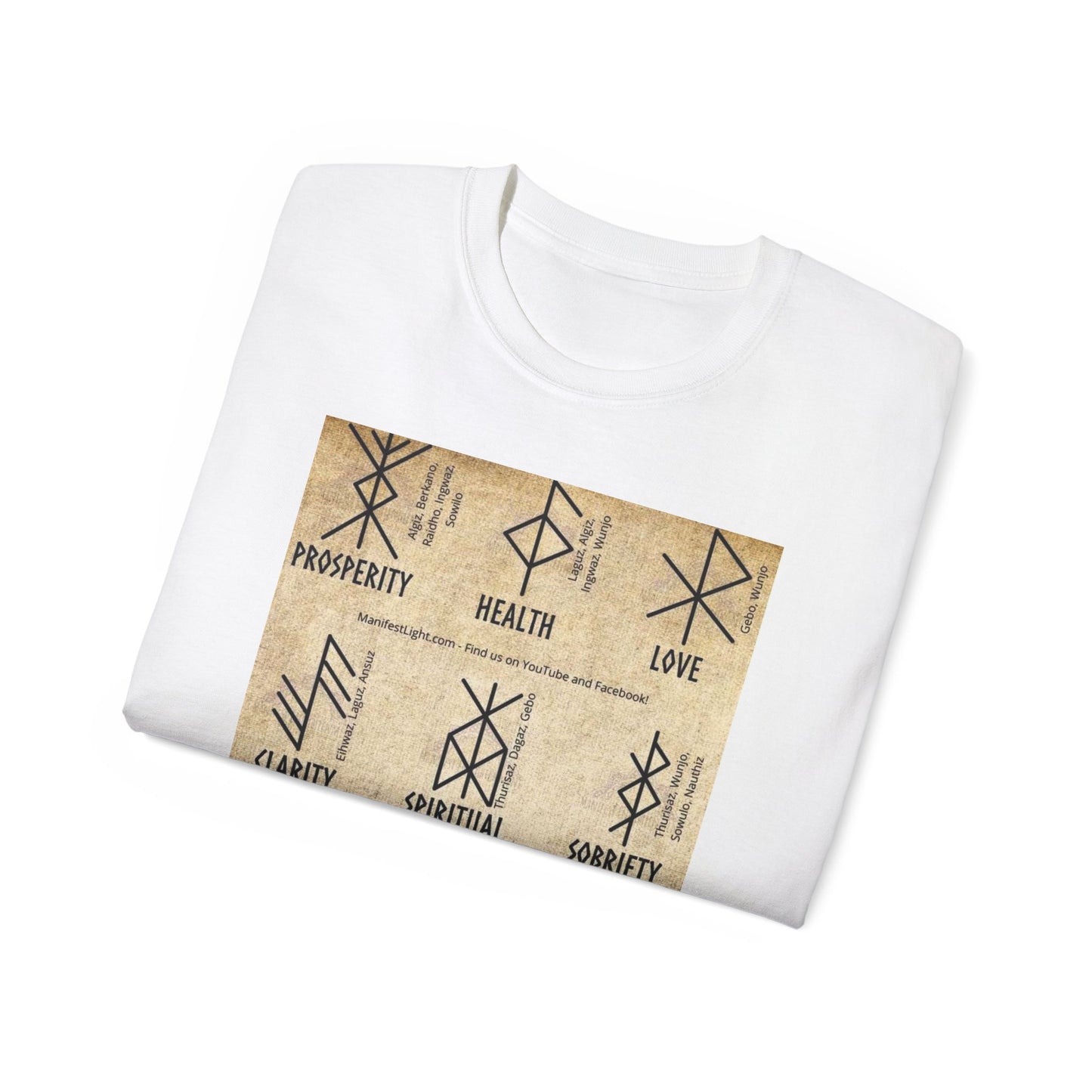 Runic Symbols T‑Shirt — Prosperity, Health & Protection Viking Rune Grid Tee
