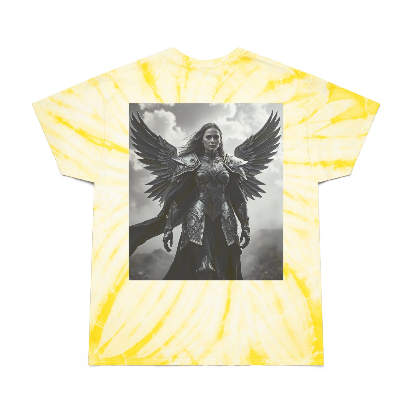 Angel Warrior Tie-Dye Tee — Yellow Cyclone Graphic T-Shirt