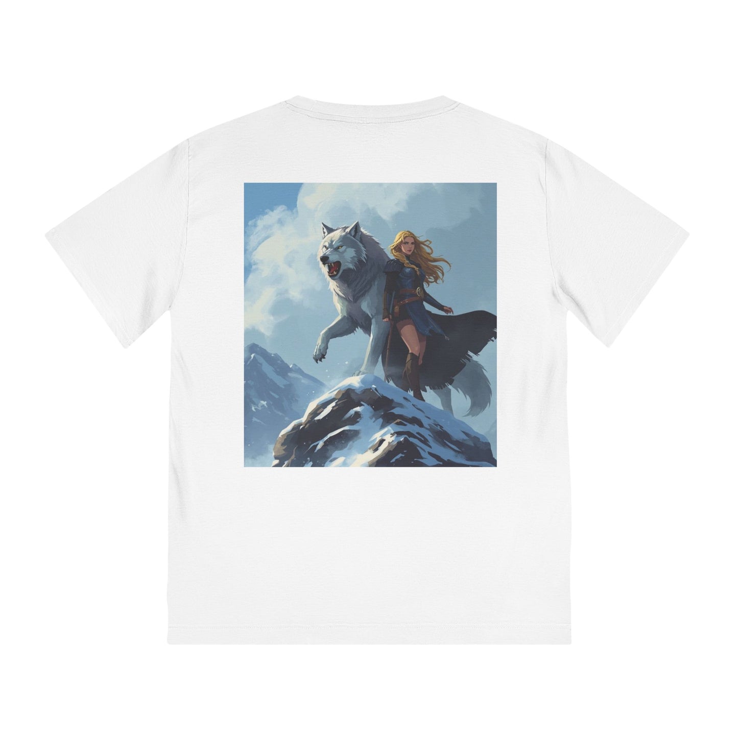 Wolf Guardian T-Shirt — Woman and Wolf Mountain Fantasy Tee