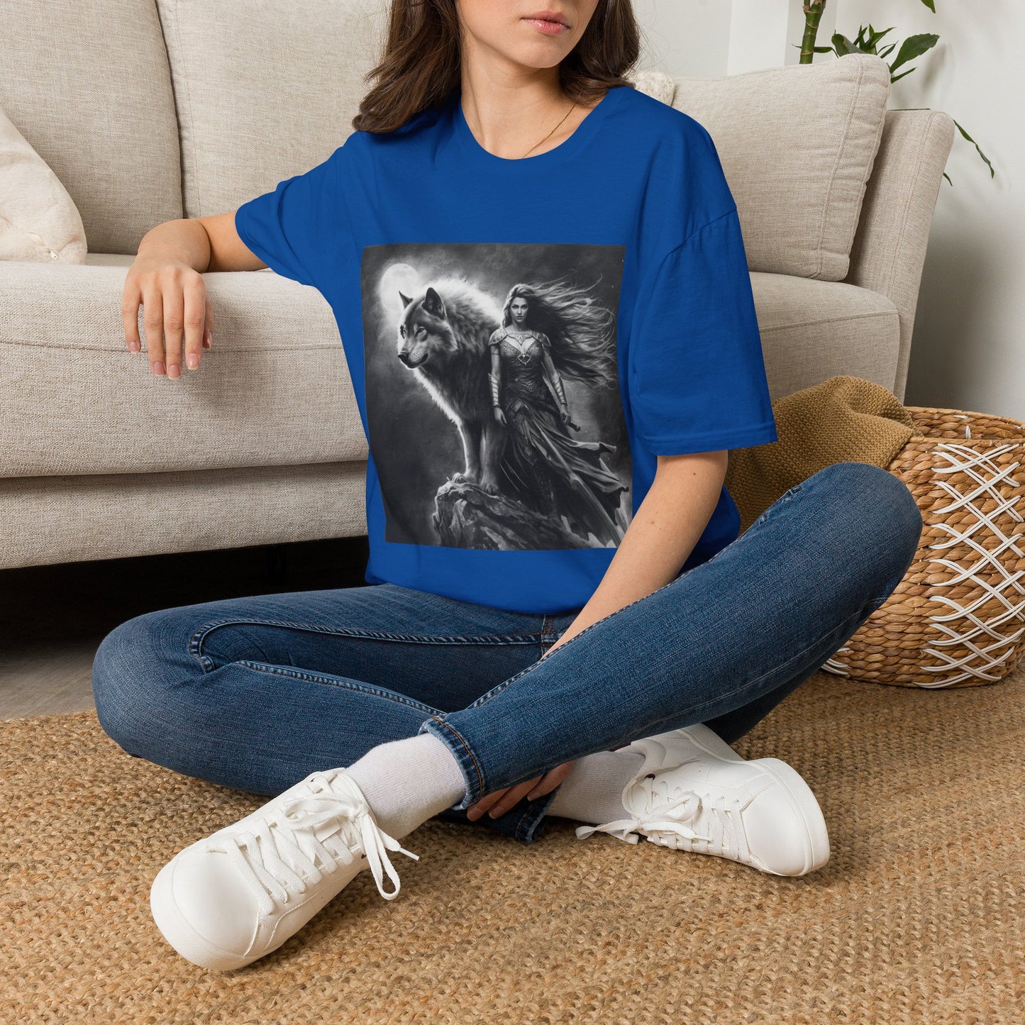 Wolf Guardian T-Shirt — Mystic Woman and Wolf Graphic Tee