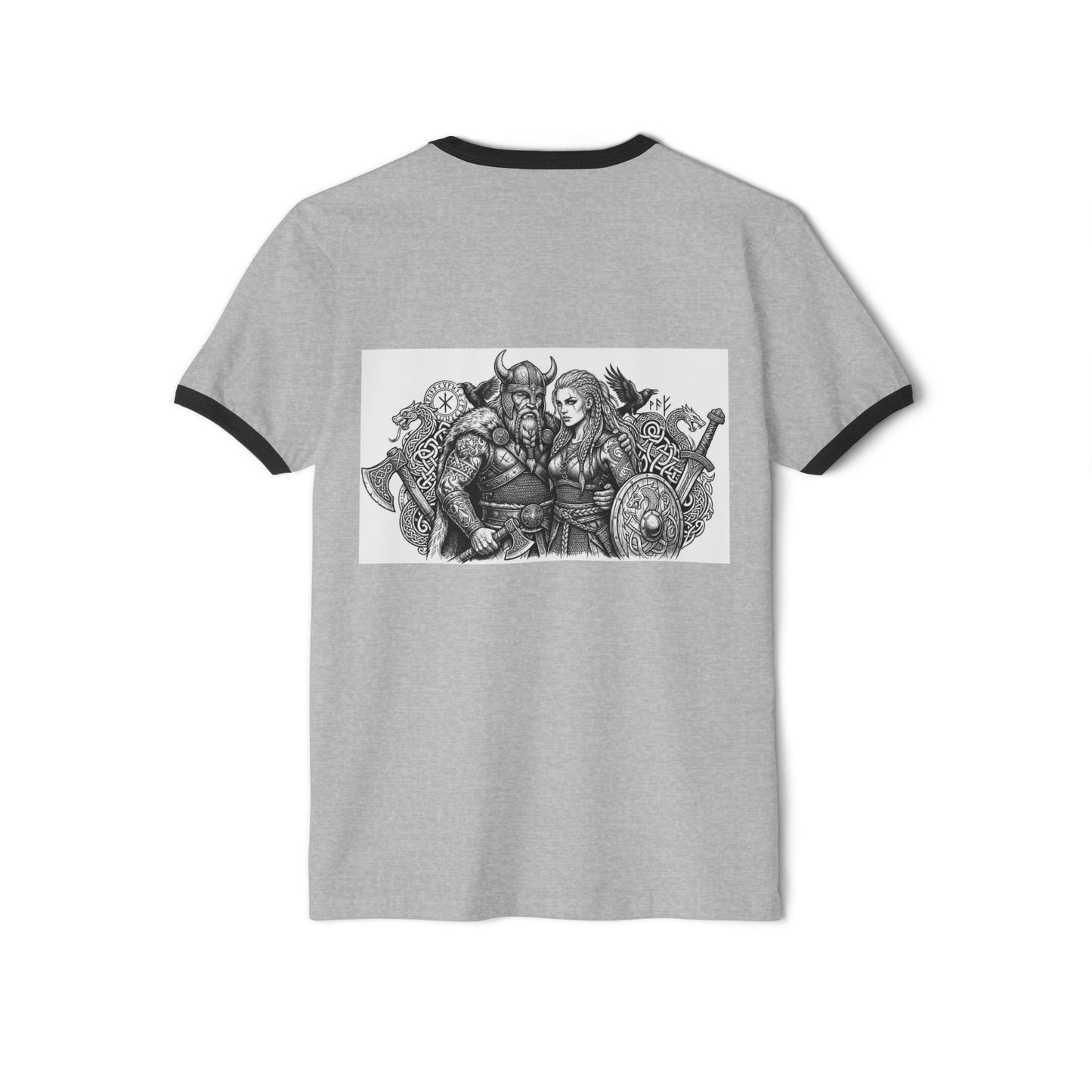 Viking Warriors Ringer T-Shirt – Norse Shieldmaid & Raider Graphic Tee