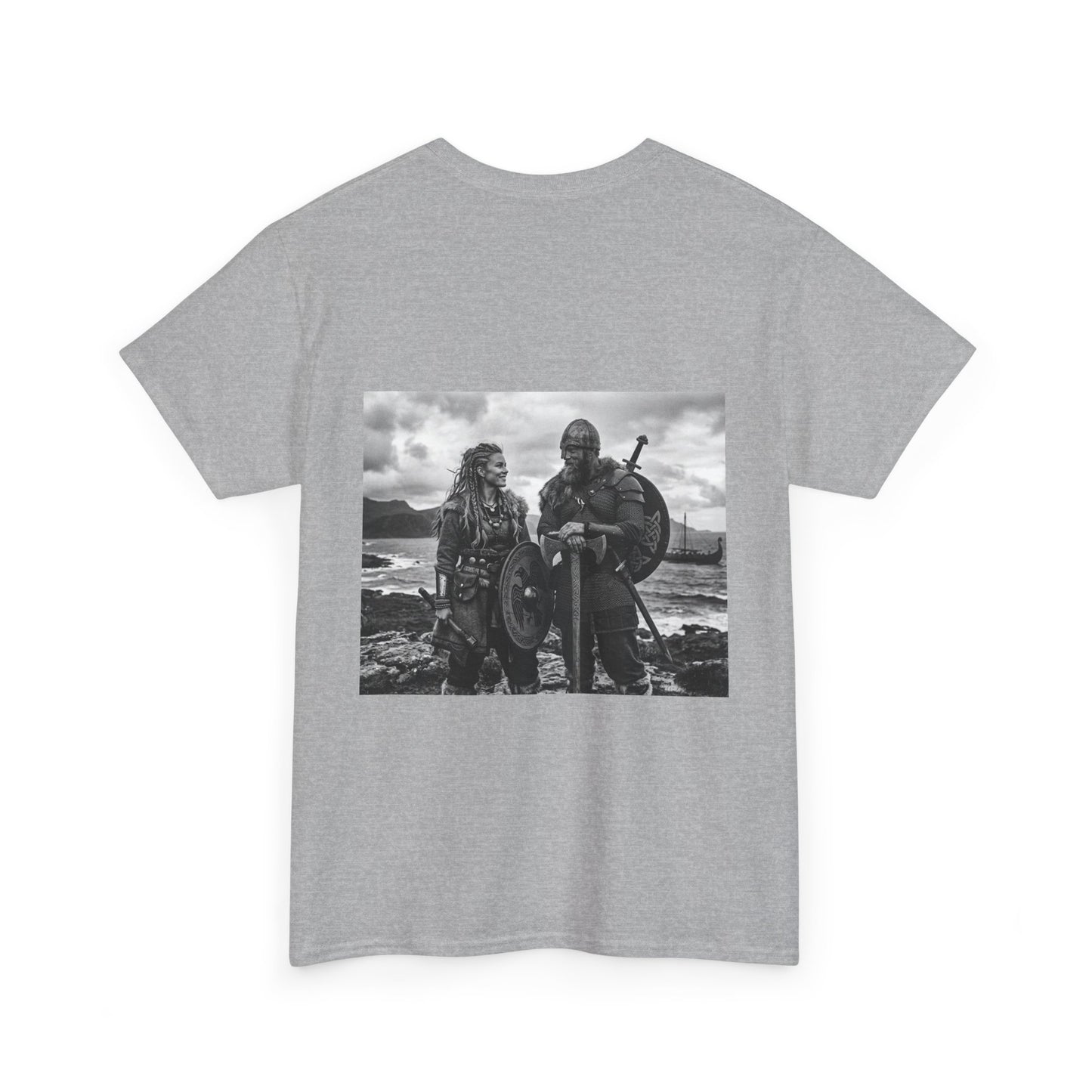 Viking Couple Graphic Tee - Nordic Warrior Photo T-Shirt