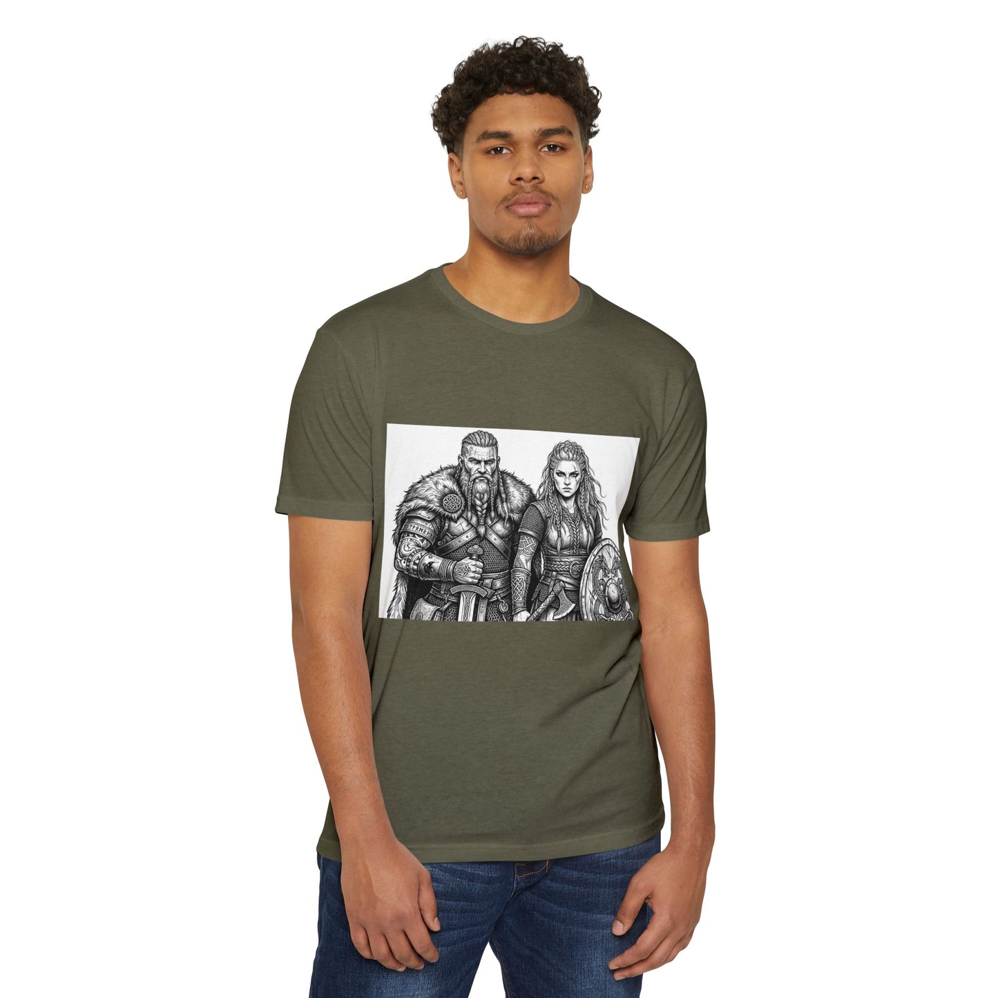 Viking Warriors T-Shirt — Norse Warrior Couple Illustration
