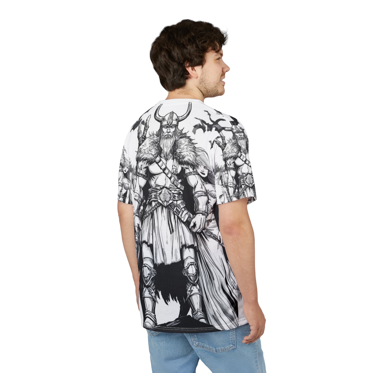 Viking Warrior All-Over Print Tee — Norse Wolf Valkyrie Graphic Shirt