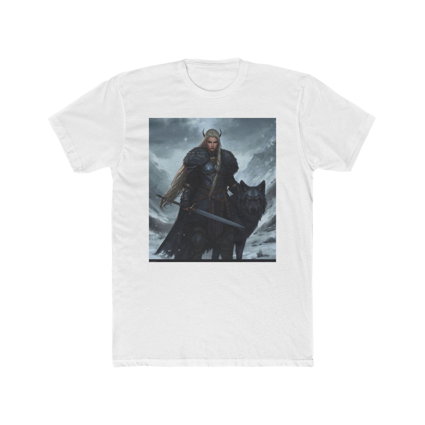 Viking Warrior & Wolf Graphic Tee — Norse Fantasy Sword T‑Shirt