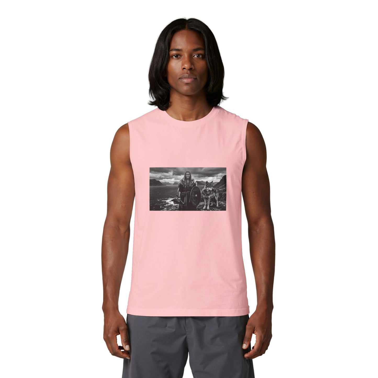 Viking Warrior & Wolf Muscle Tank — Norse Mythic Graphic Tank Top