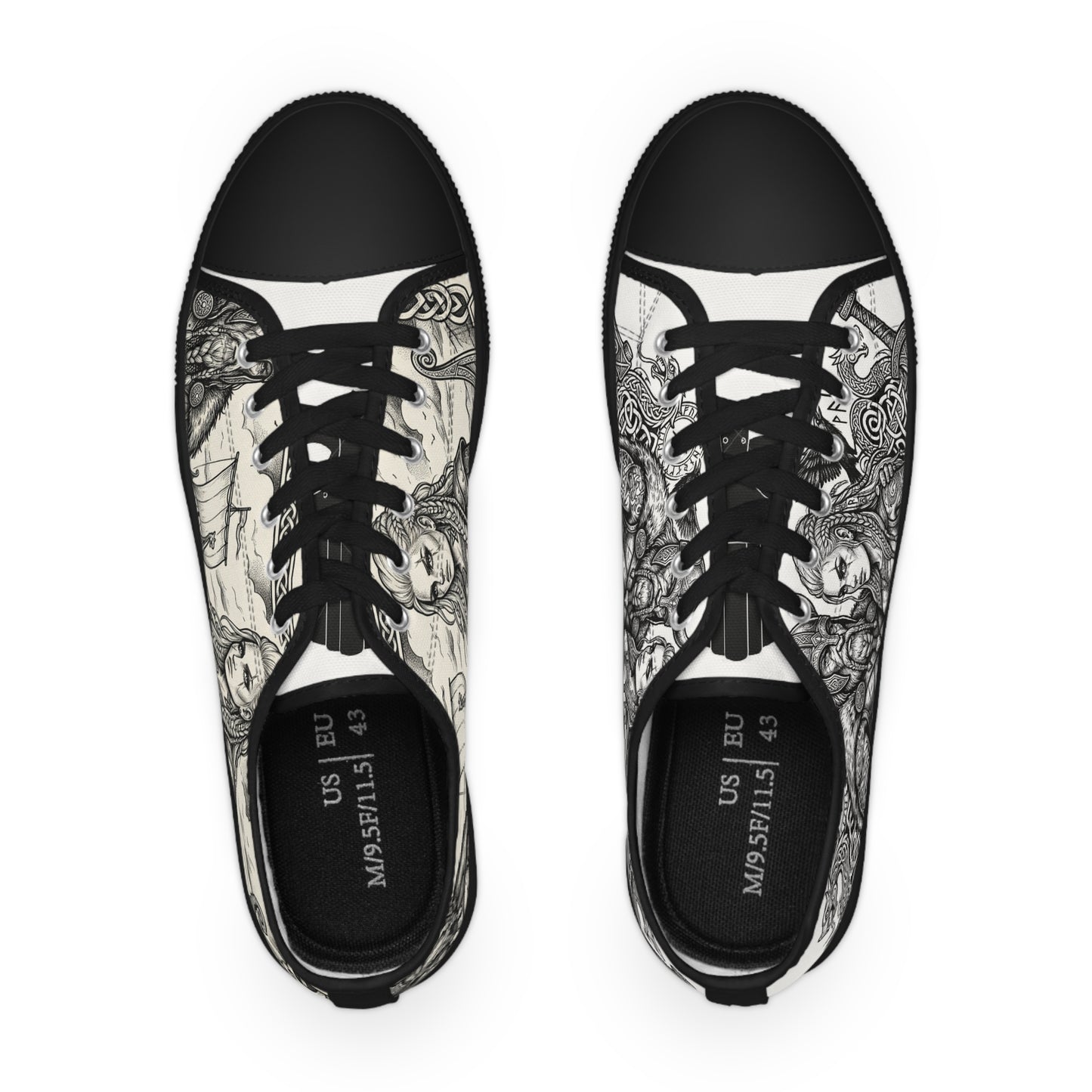 Low Top Sneakers — Gothic Illustration Skull & Portrait Art Sneakers