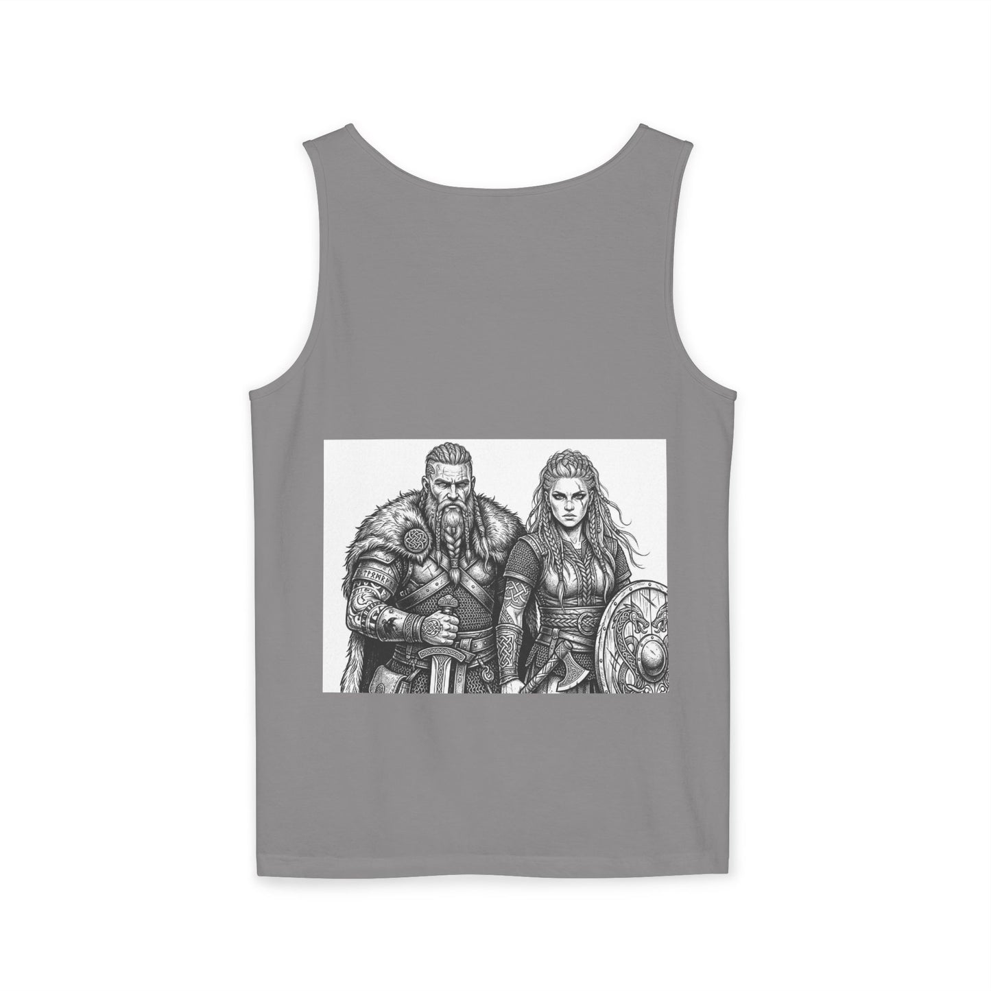 Viking Warriors Tank Top — Norse Couple Illustration Tee