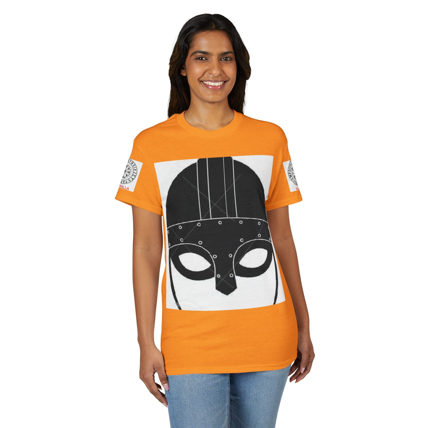 Viking Helmet Graphic T-Shirt — Norse Mask Illustration Tee