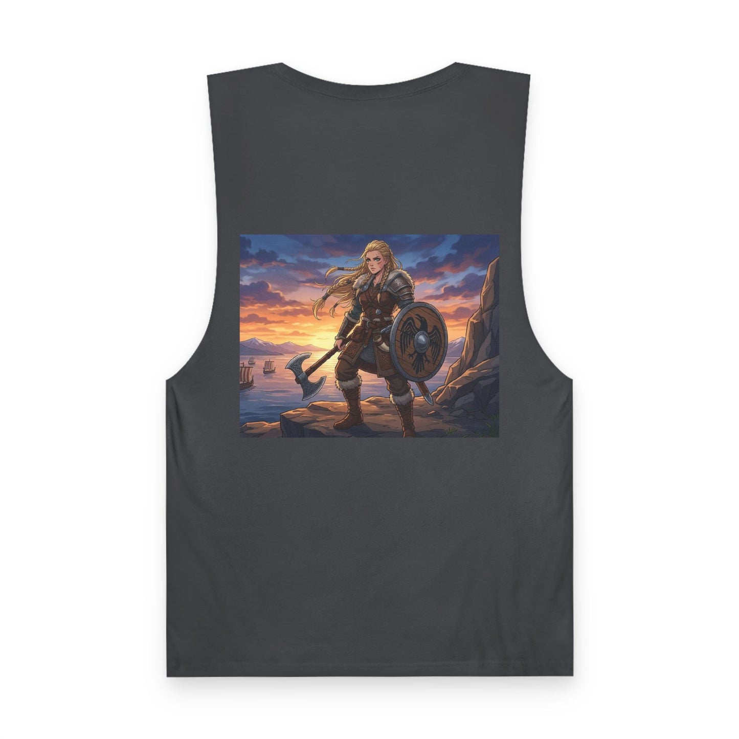 Viking Warrior Tank Top — Norse Shieldmaiden Sunset Graphic Tank