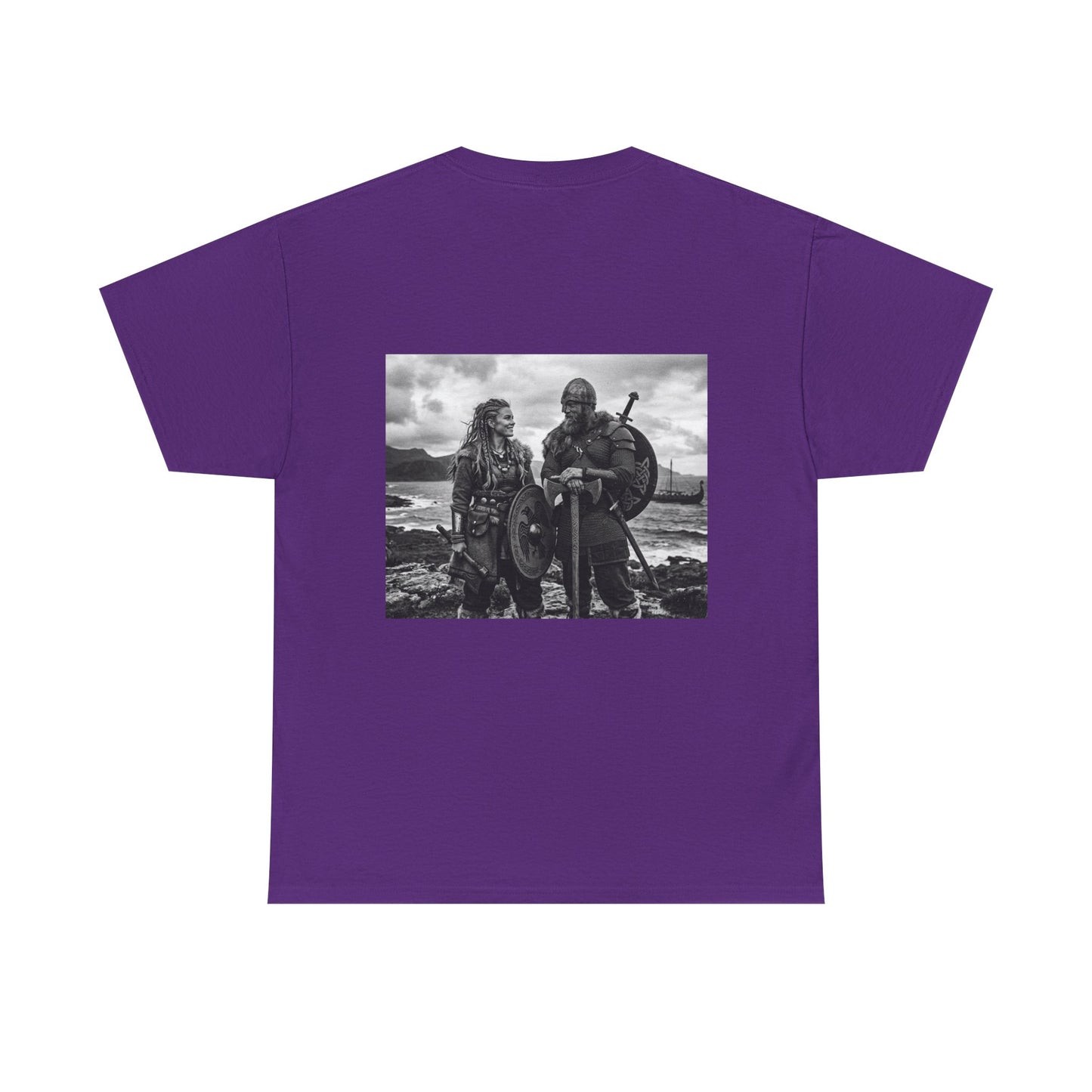 Viking Couple Graphic Tee - Nordic Warrior Photo T-Shirt