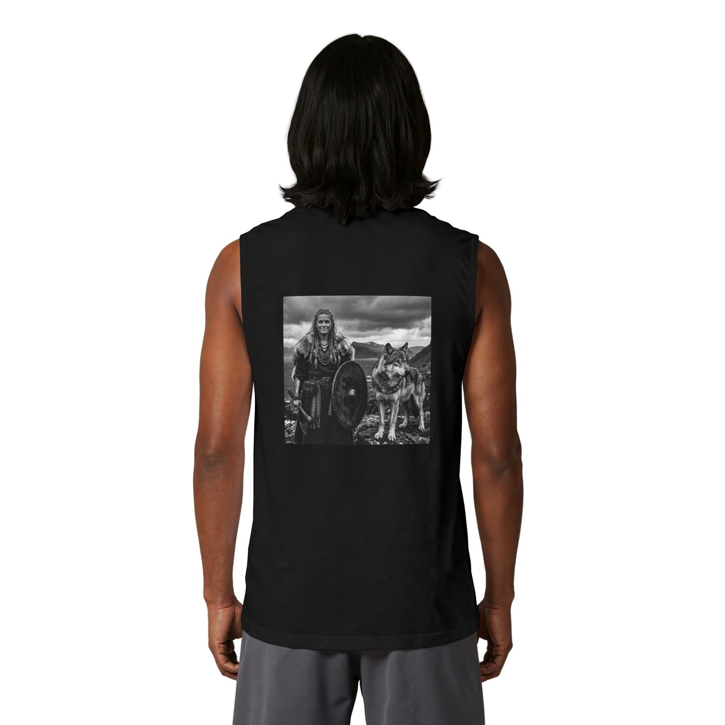 Viking Warrior & Wolf Muscle Tank — Norse Mythic Graphic Tank Top