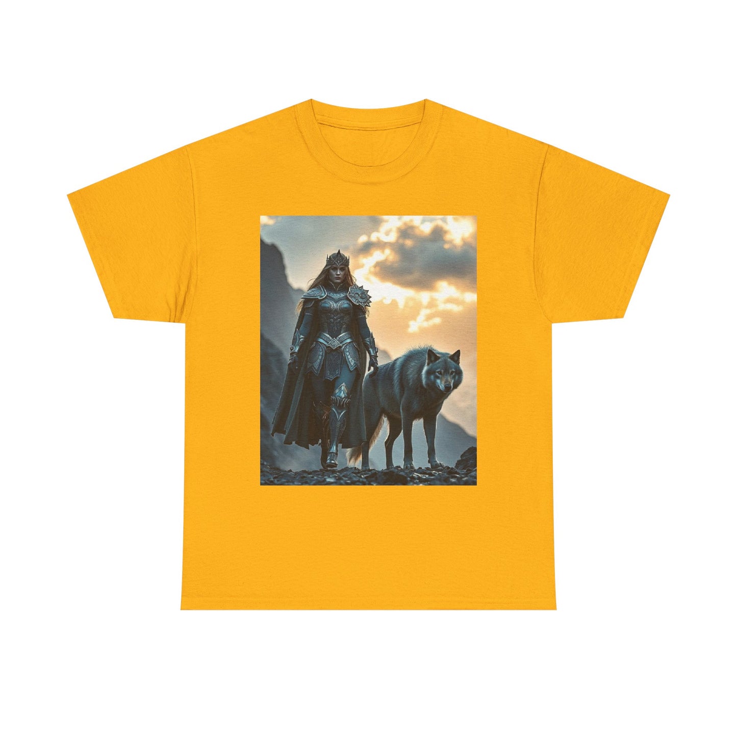Viking Shieldmaiden & Wolf Graphic Tee