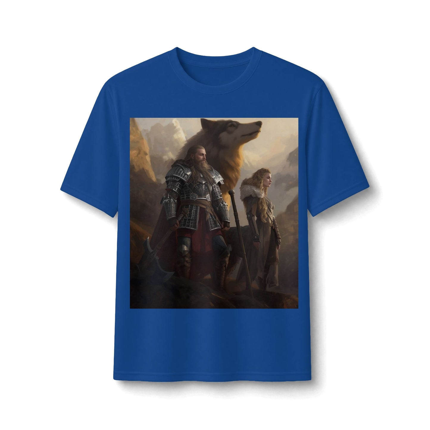 Viking Warriors & Wolf Performance Tee — Norse Fantasy Medieval Graphic Shirt
