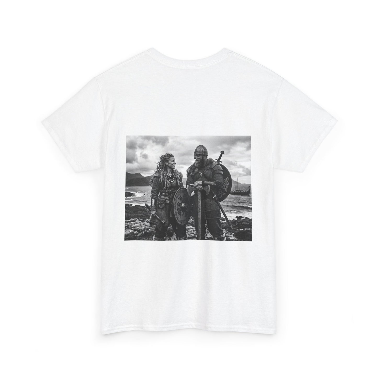 Viking Couple Graphic Tee - Nordic Warrior Photo T-Shirt