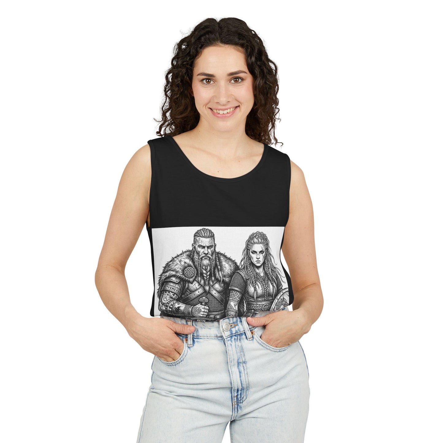 Viking Warriors Tank Top — Norse Couple Illustration Tee