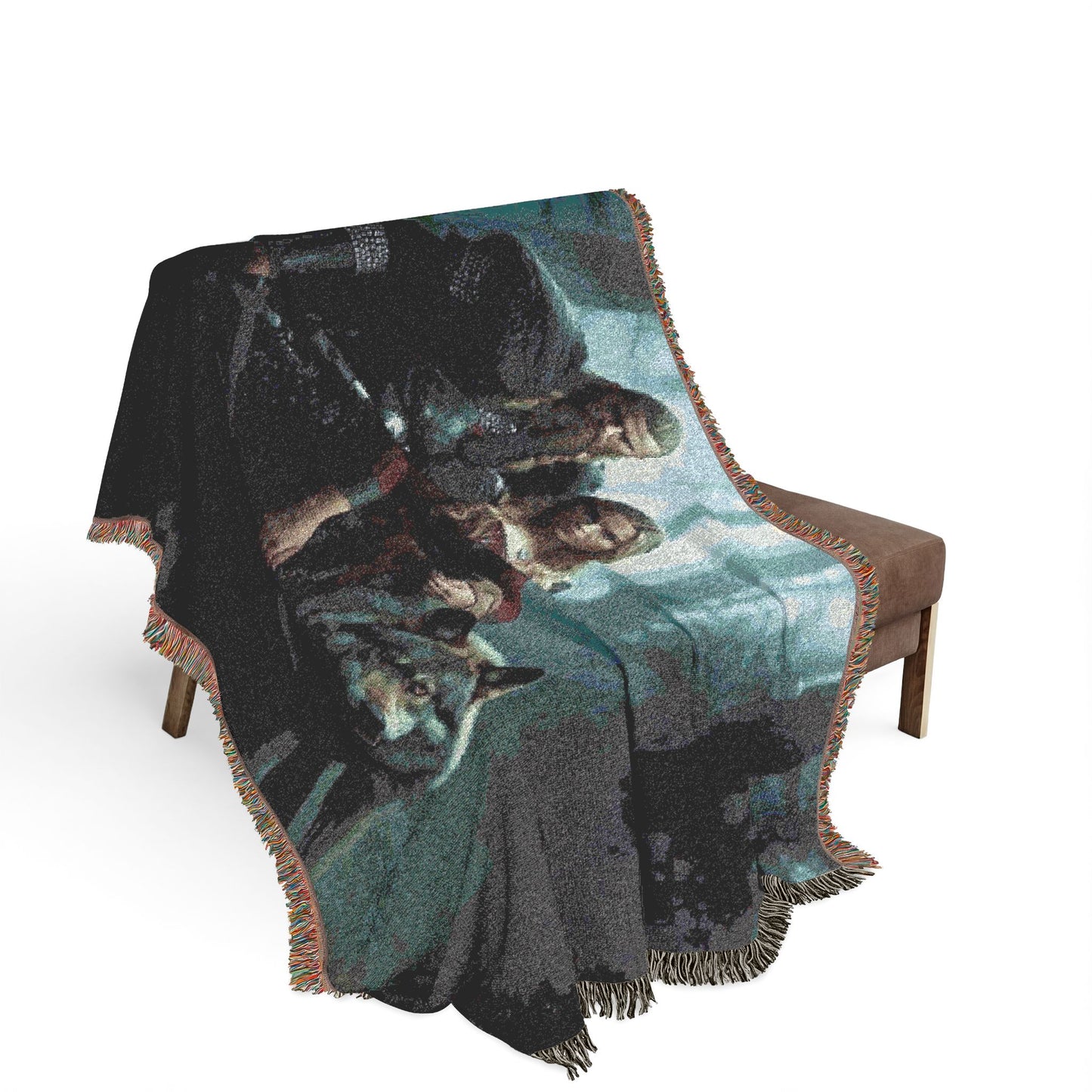 Medieval Couple Woven Blanket — Gothic Castle Tapestry Throw