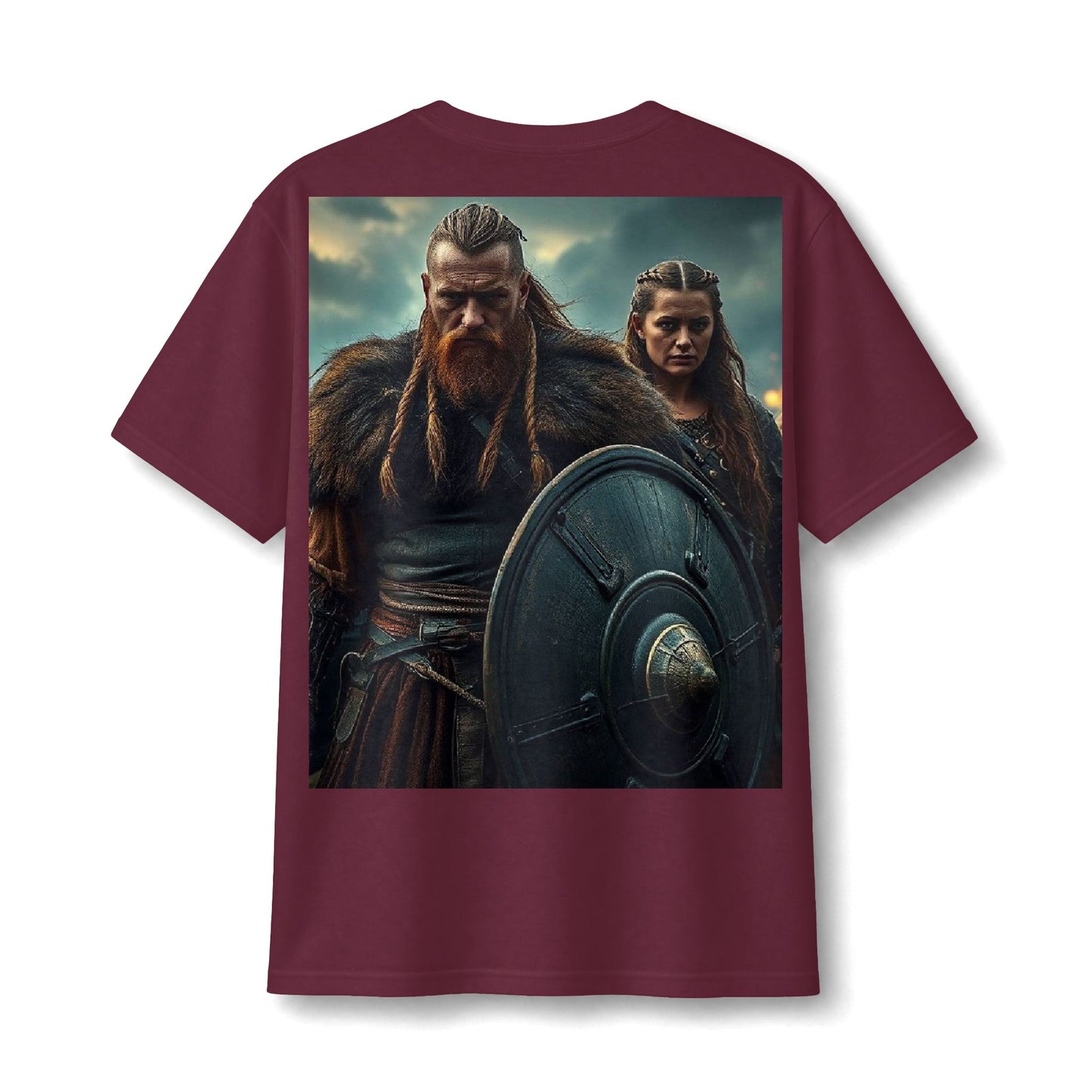 Viking Warrior Graphic Tee — Fierce Norse Shieldmen T‑Shirt