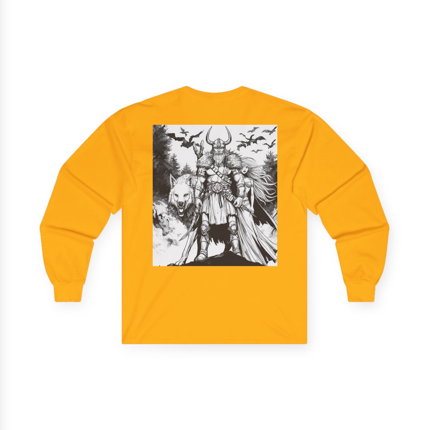 Viking Warrior Long Sleeve Tee — Valkyrie & Wolf Norse Design