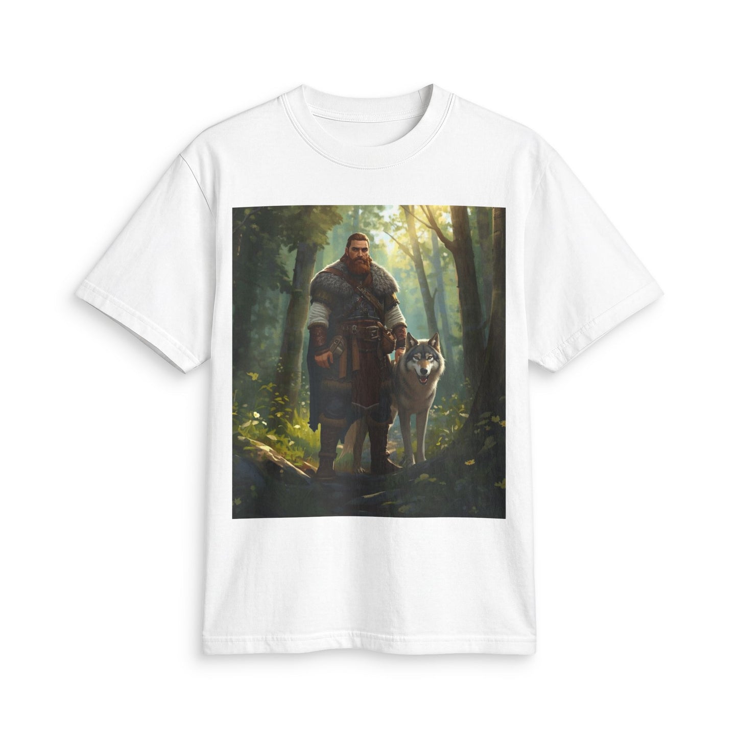 Viking Woodsman T‑Shirt – Warrior and Wolf Forest Graphic Tee