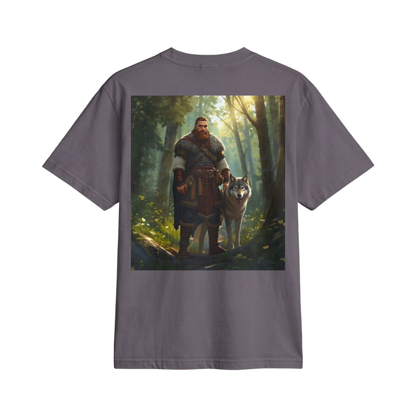 Viking Woodsman T‑Shirt – Warrior and Wolf Forest Graphic Tee
