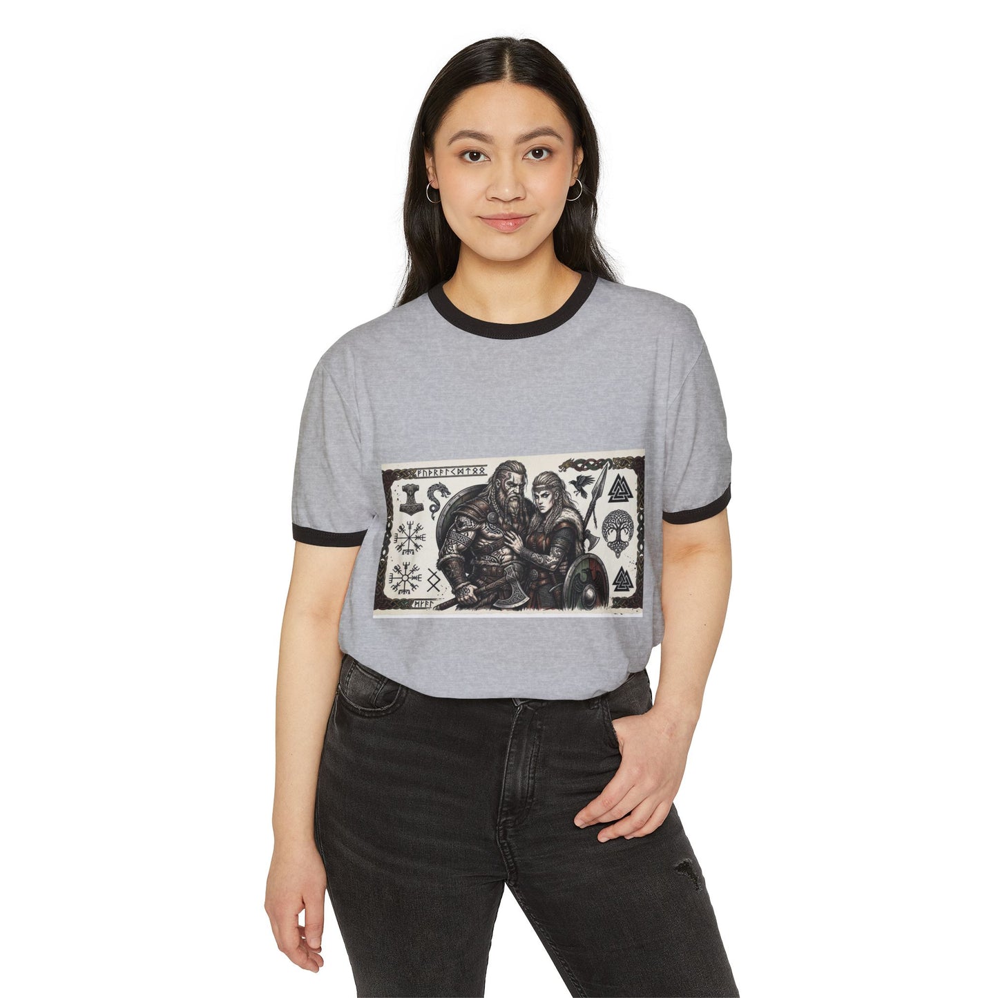 Viking Family Ringer T-Shirt — Norse Shieldmaiden & Warrior Design