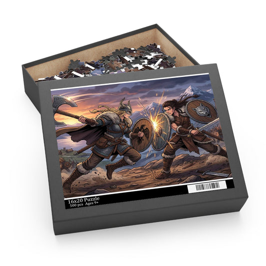 Viking Battle Scene Puzzle — Norse Warriors 120/252/500-Piece Jigsaw
