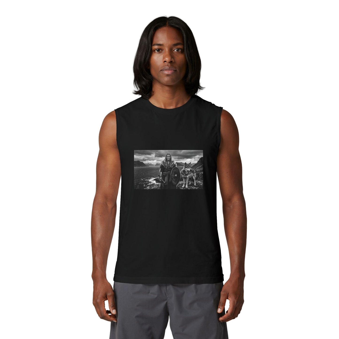 Viking Warrior & Wolf Muscle Tank — Norse Mythic Graphic Tank Top