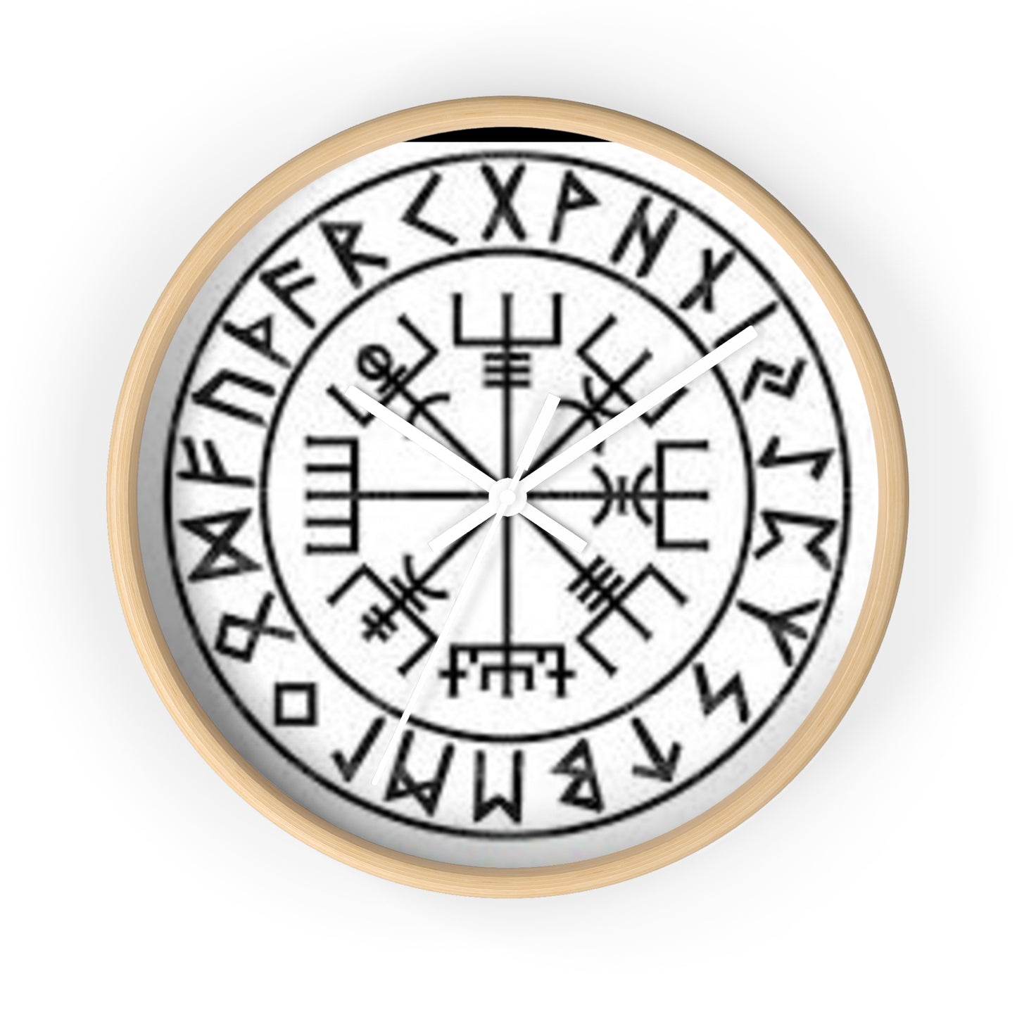 Viking Rune Vegvisir Wall Clock — Nordic Compass Symbol Decor