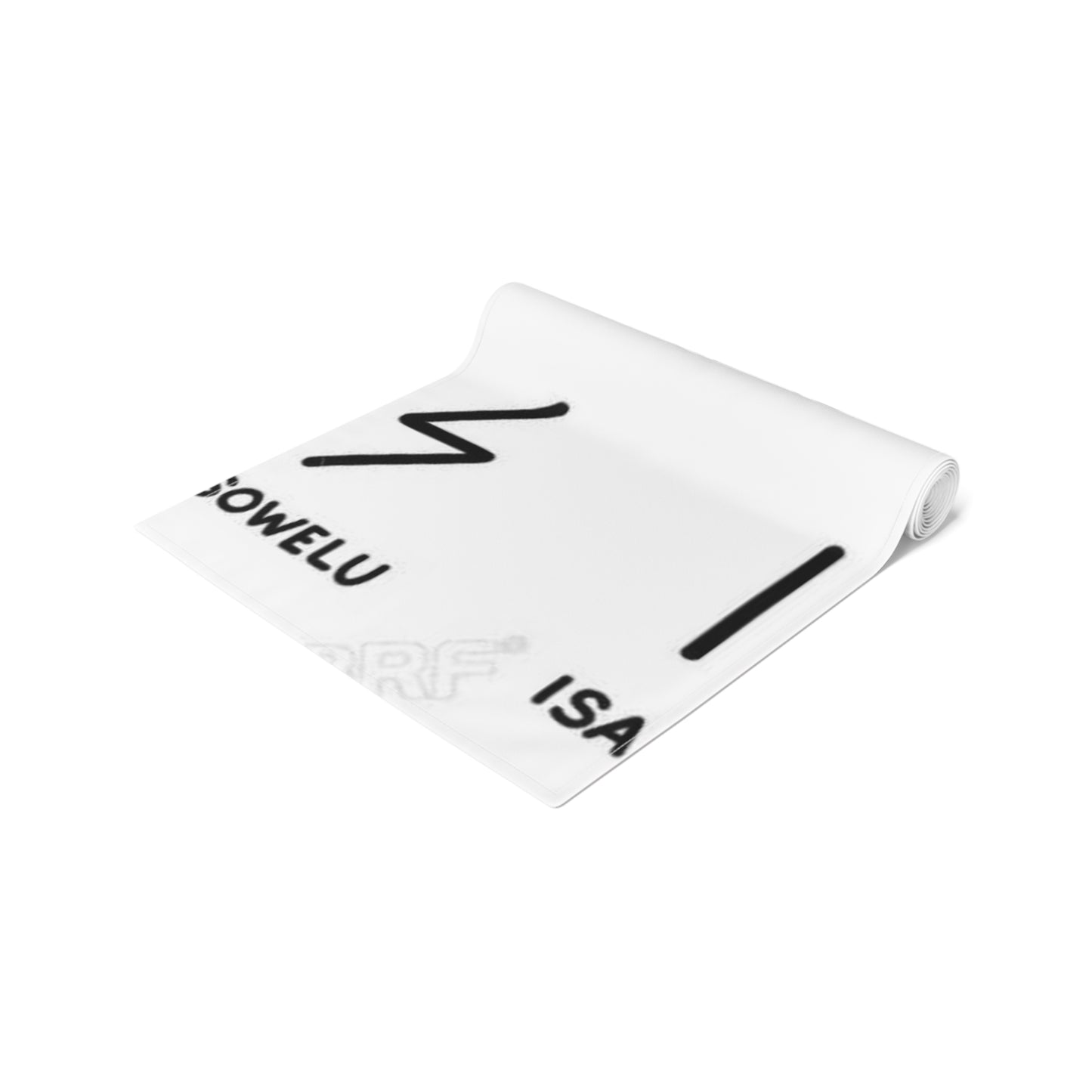 Runic Symbol Table Runner — Minimalist White Cotton-Poly Decor with Named Runes (Othila, Eihwaz, Hagalaz, Sowelu, Isa)