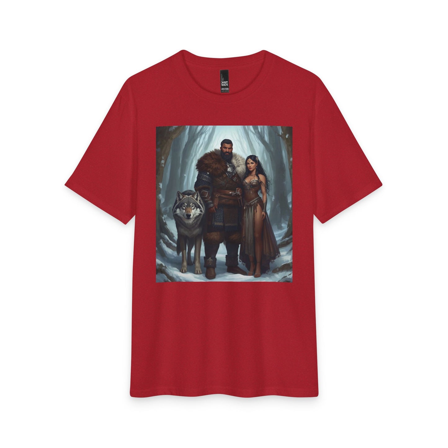 Viking Couple & Wolf Fantasy T-Shirt