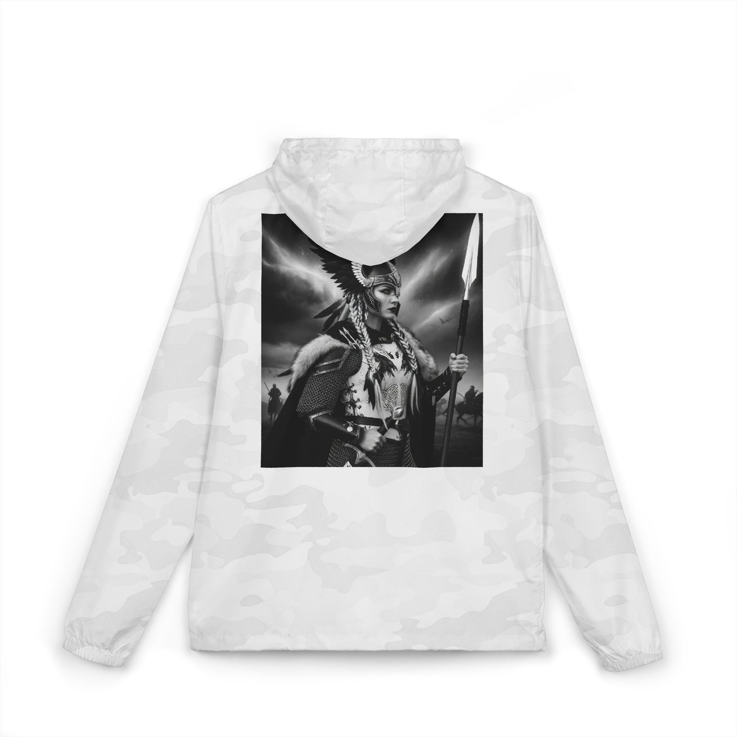 Windbreaker Jacket — Viking Warrior Graphic Full-Zip Hooded Windbreaker
