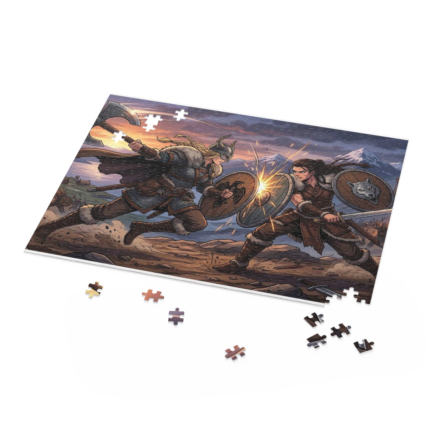 Viking Battle Scene Puzzle — Norse Warriors 120/252/500-Piece Jigsaw