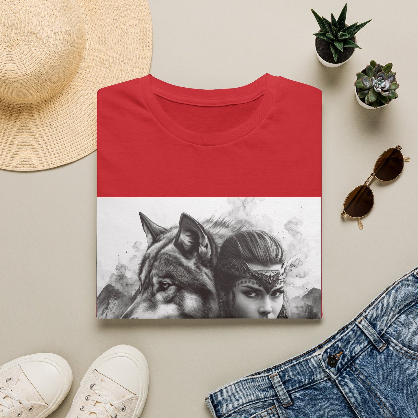 Wolf Spirit T-Shirt — Mystical Warrior Woman Graphic Tee