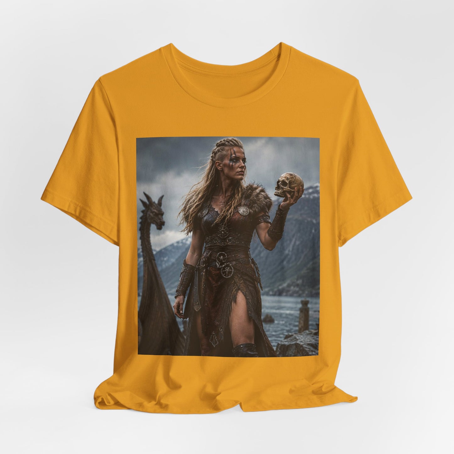 Viking Warrior Woman T‑Shirt — Norse Shieldmaiden Skull Fantasy Tee