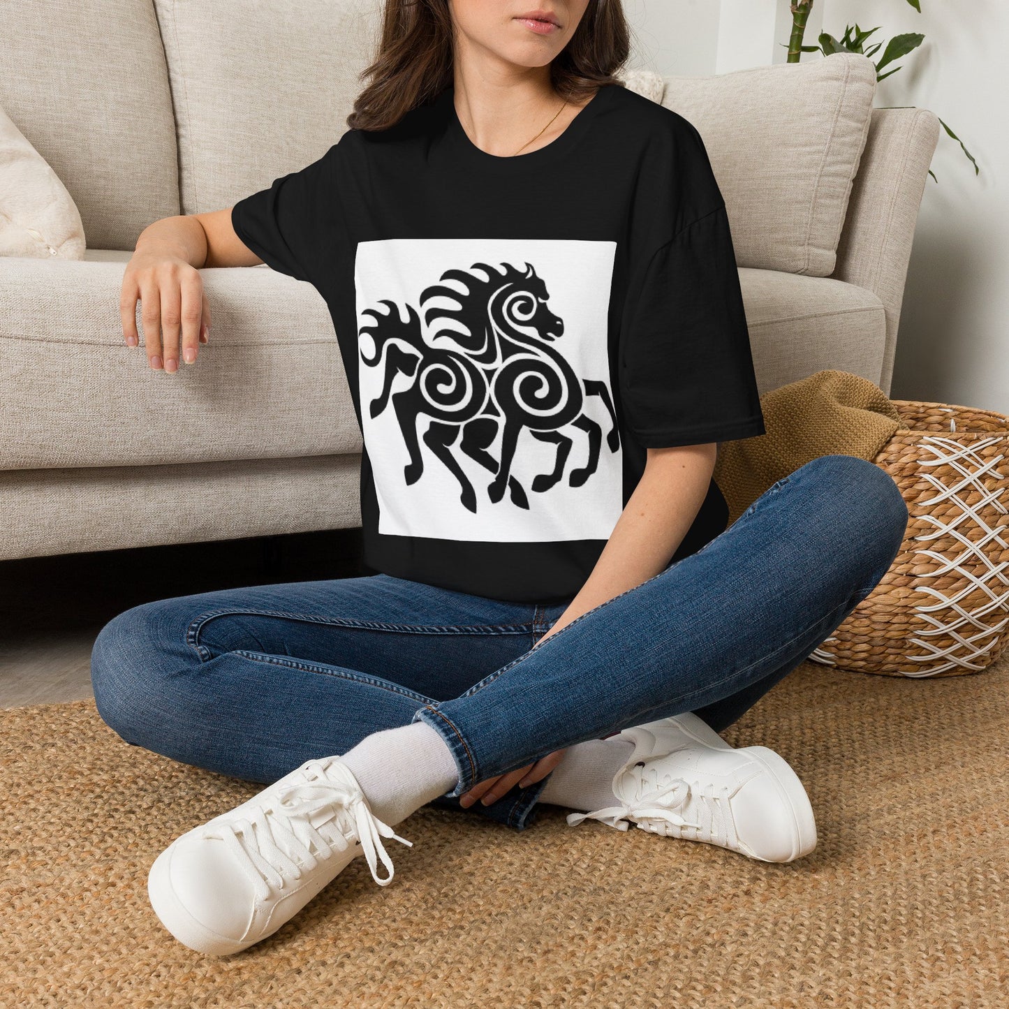 Tribal Horse Graphic T-Shirt — Celtic-Inspired Running Stallion Design