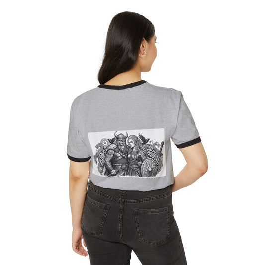 Viking Warriors Ringer T-Shirt – Norse Shieldmaid & Raider Graphic Tee