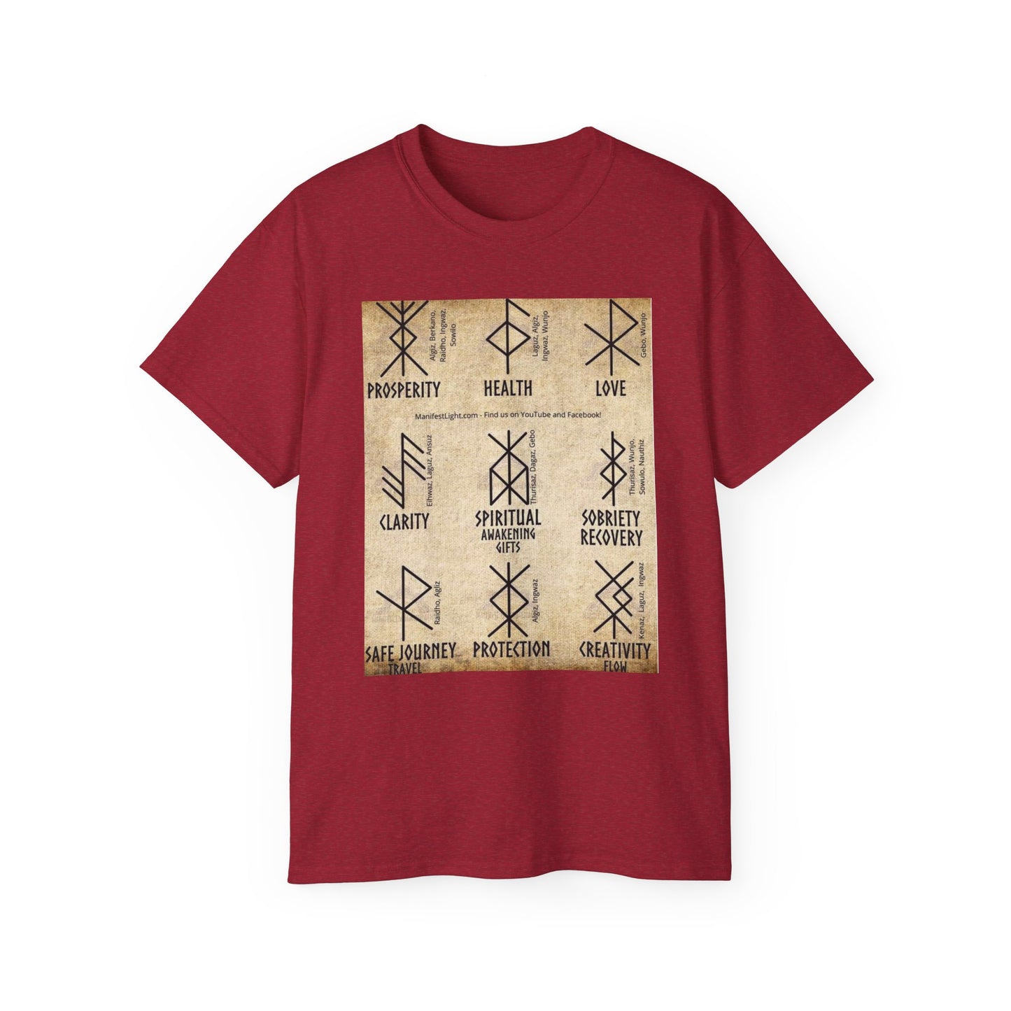 Runic Symbols T‑Shirt — Prosperity, Health & Protection Viking Rune Grid Tee