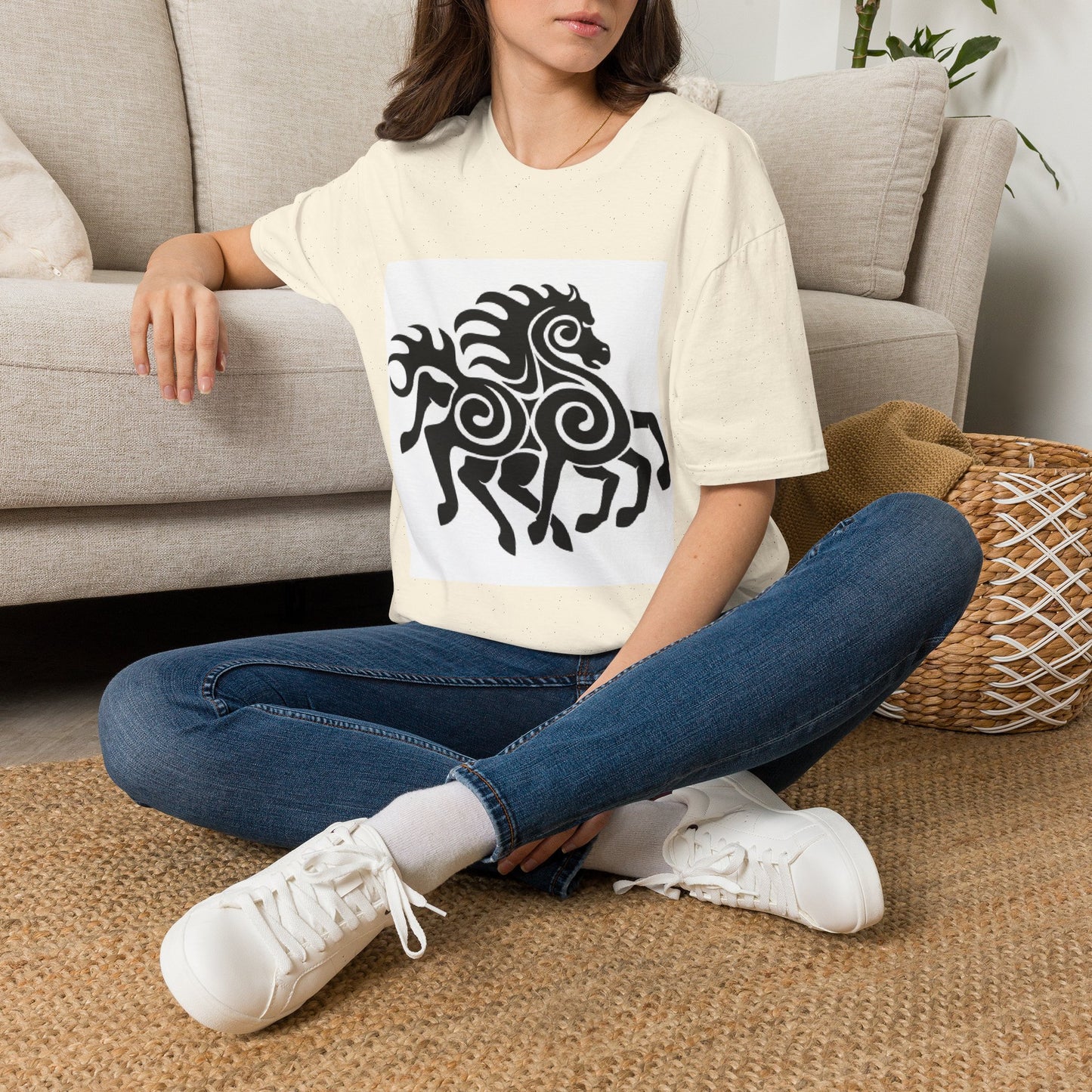Tribal Horse Graphic T-Shirt — Celtic-Inspired Running Stallion Design