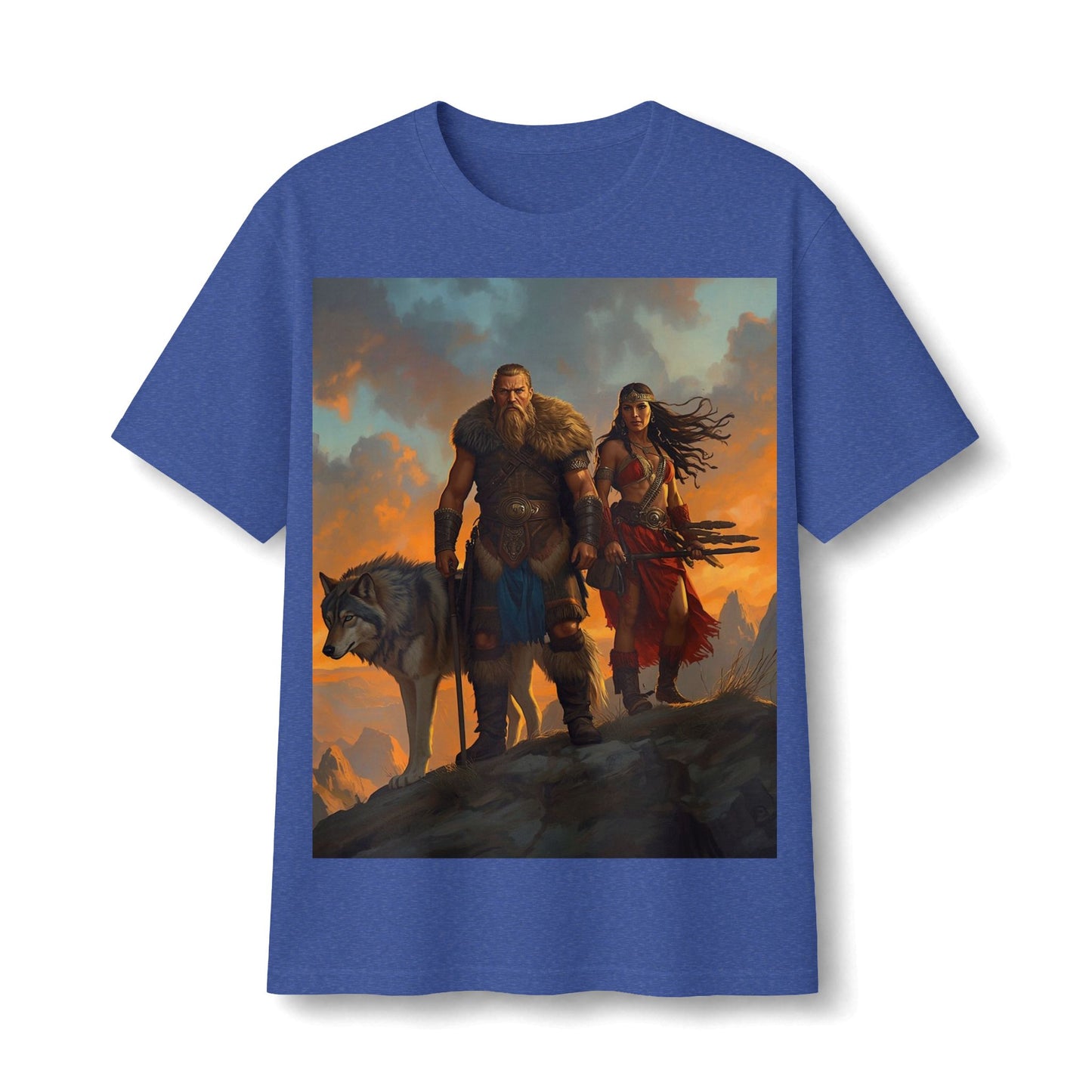 Viking Warriors & Wolf Illustration Tee